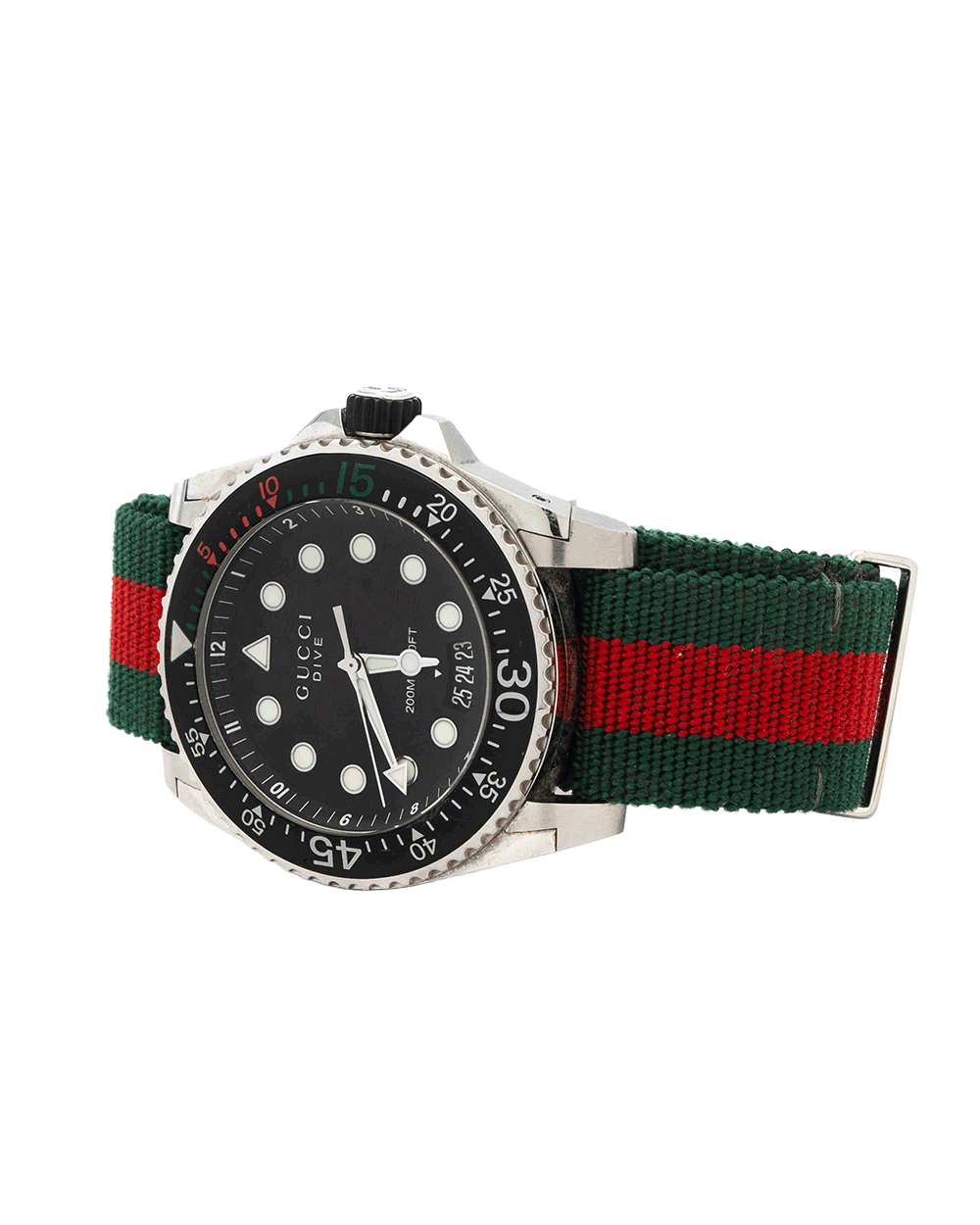 54 GUCCI DIVE WATCH 46 MM BLACK GREEN RED STAINLESS STEEL SHW 17304907 0690