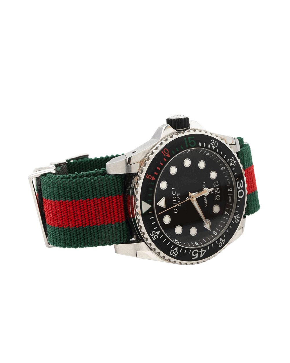 54 GUCCI DIVE WATCH 46 MM BLACK GREEN RED STAINLESS STEEL SHW 17304907 0691