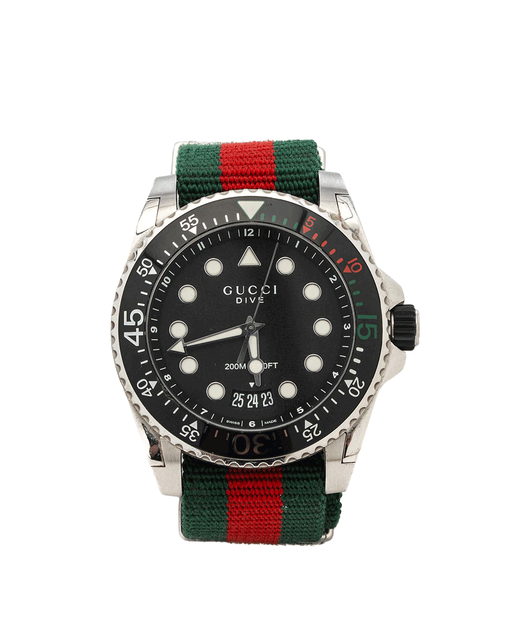 54 GUCCI DIVE WATCH 46 MM BLACK GREEN RED STAINLESS STEEL SHW 17304907 0696