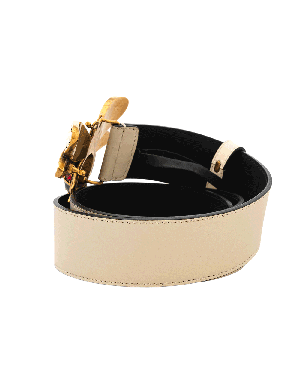 58 GUCCI QUEEN MARGARET BELT 4 CM 80CM WHITE CALF GHW 499637 0GUDT 0681