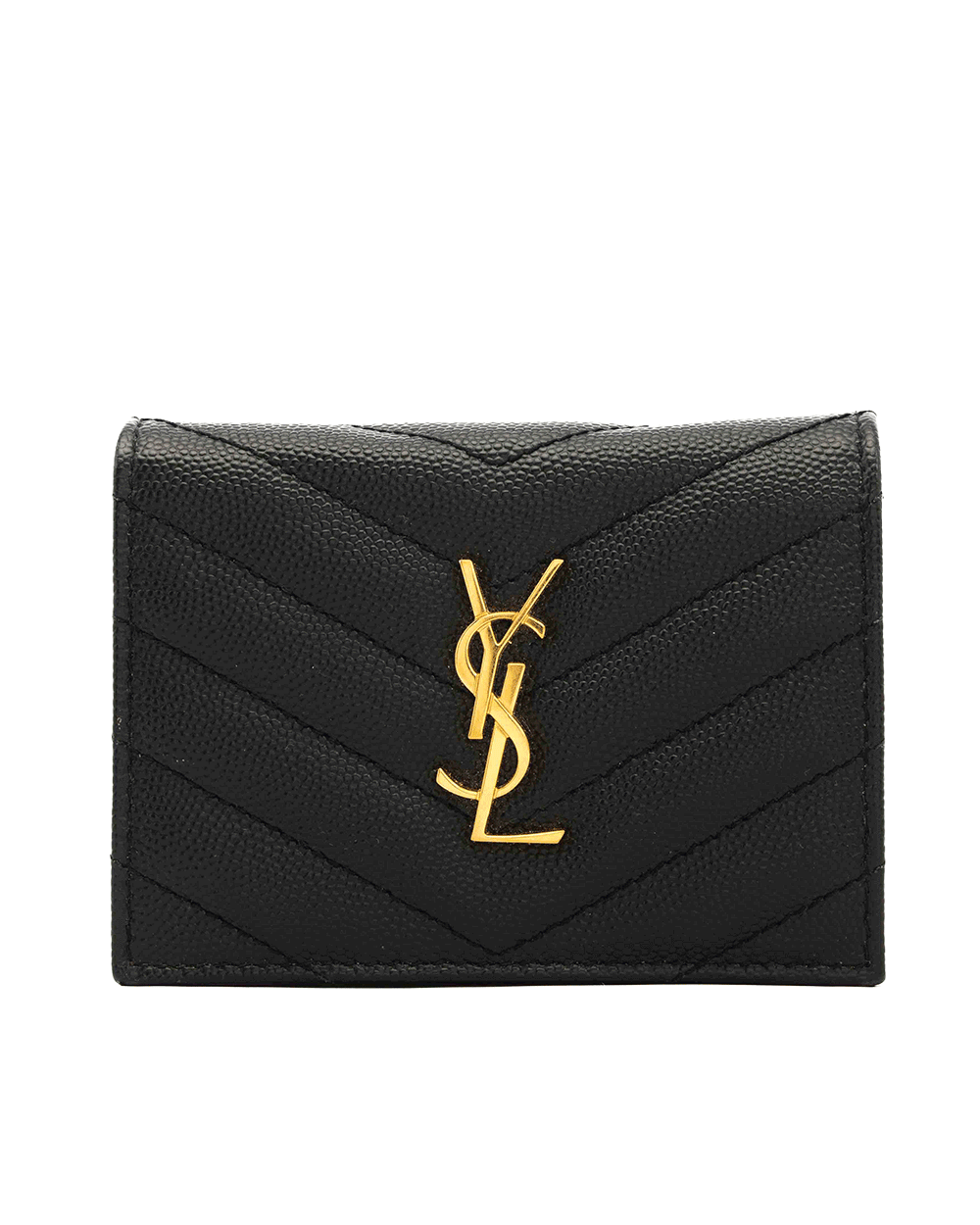 69 YSL BI FOLD WALLET SHORT BLACK CHEVRON GHW MRT 530841 1119 0175