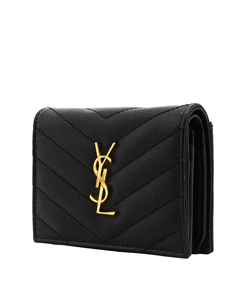 69 YSL BI FOLD WALLET SHORT BLACK CHEVRON GHW MRT 530841 1119 0176