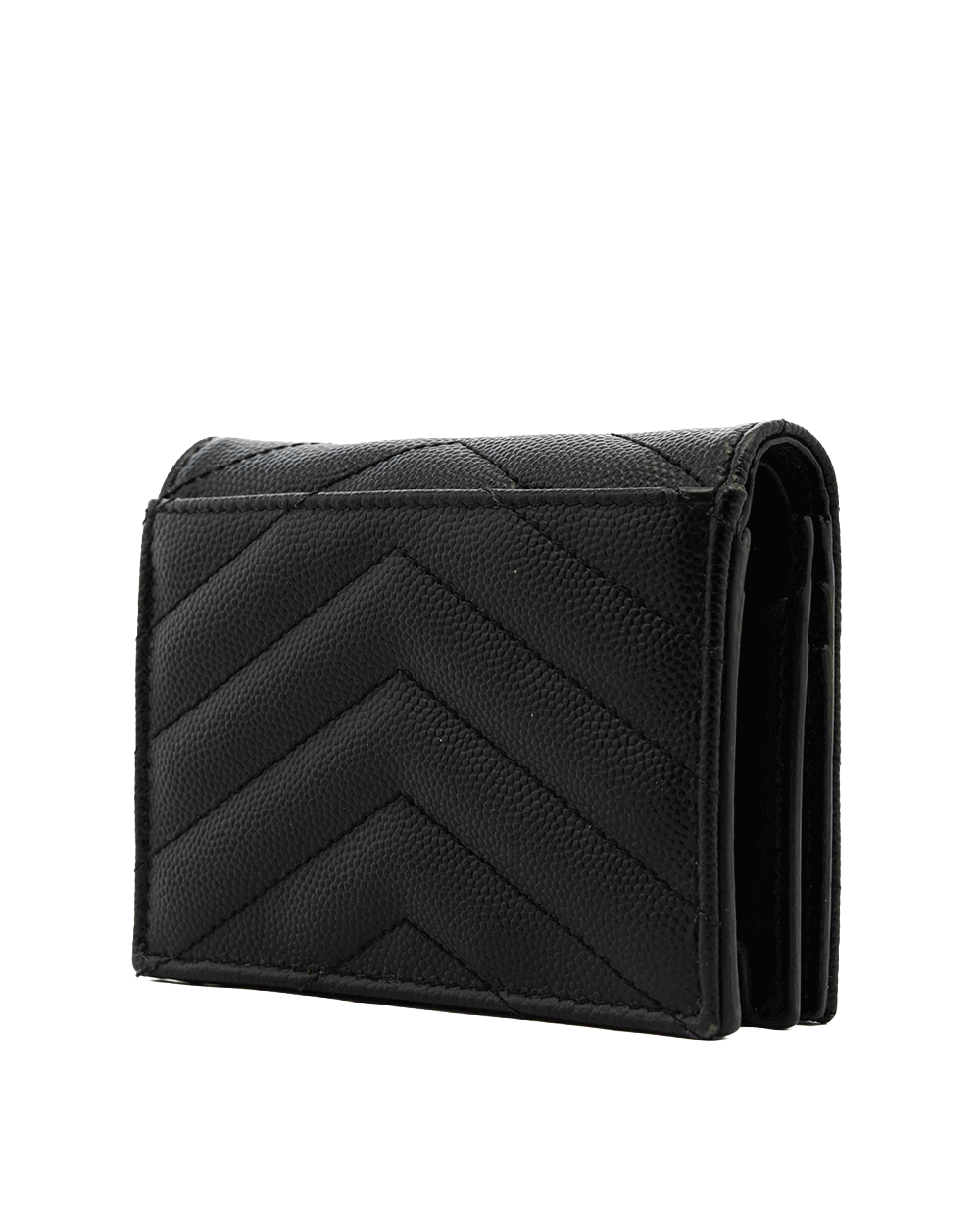 69 YSL BI FOLD WALLET SHORT BLACK CHEVRON GHW MRT 530841 1119 0177