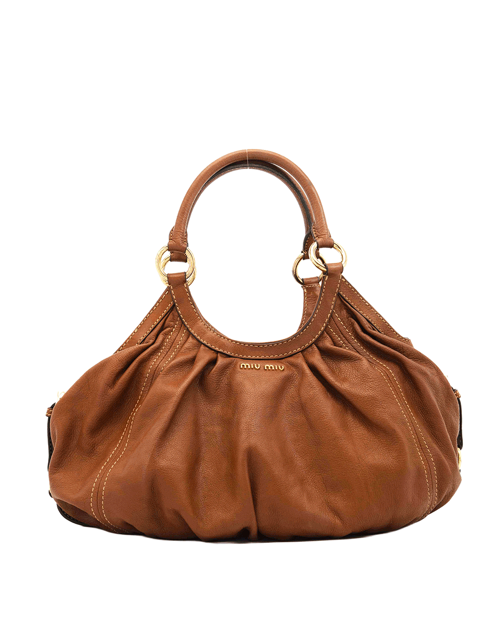 70 MIU MIU HOBO HANDBAG BROWN CALF GHW 0813