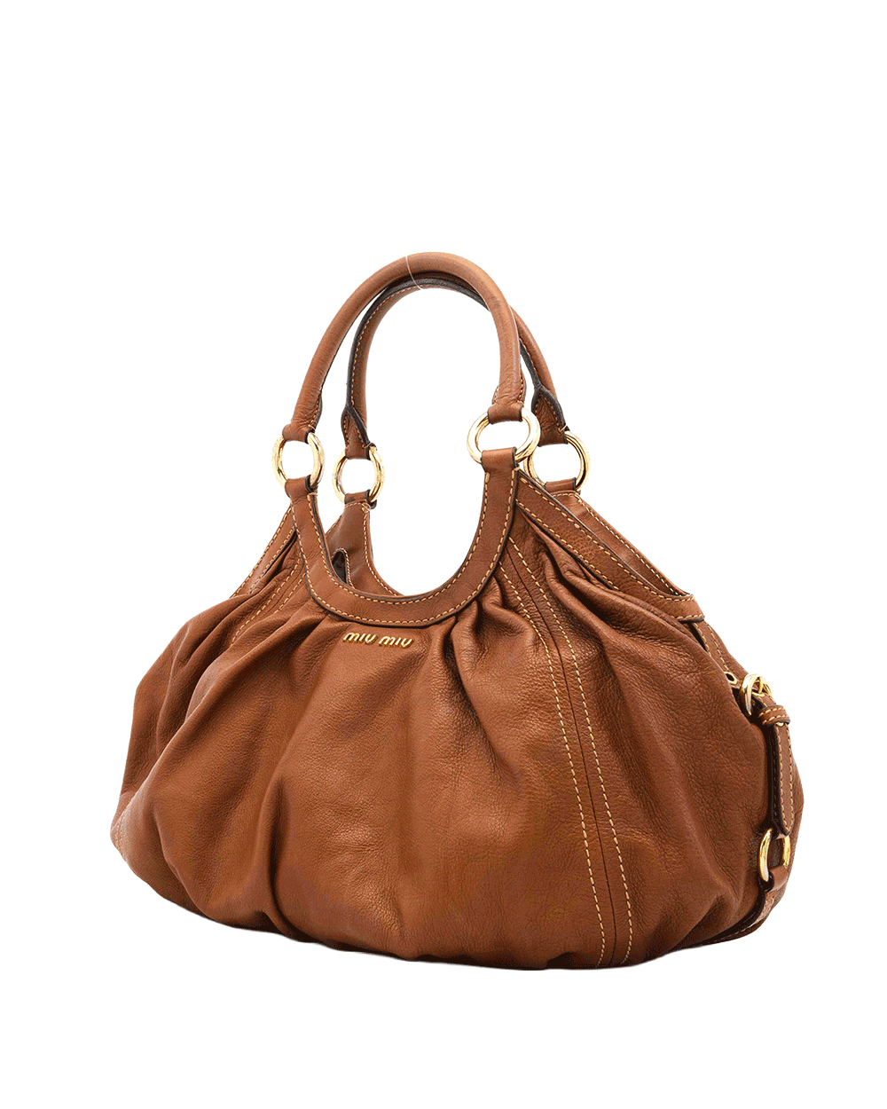 70 MIU MIU HOBO HANDBAG BROWN CALF GHW 0814