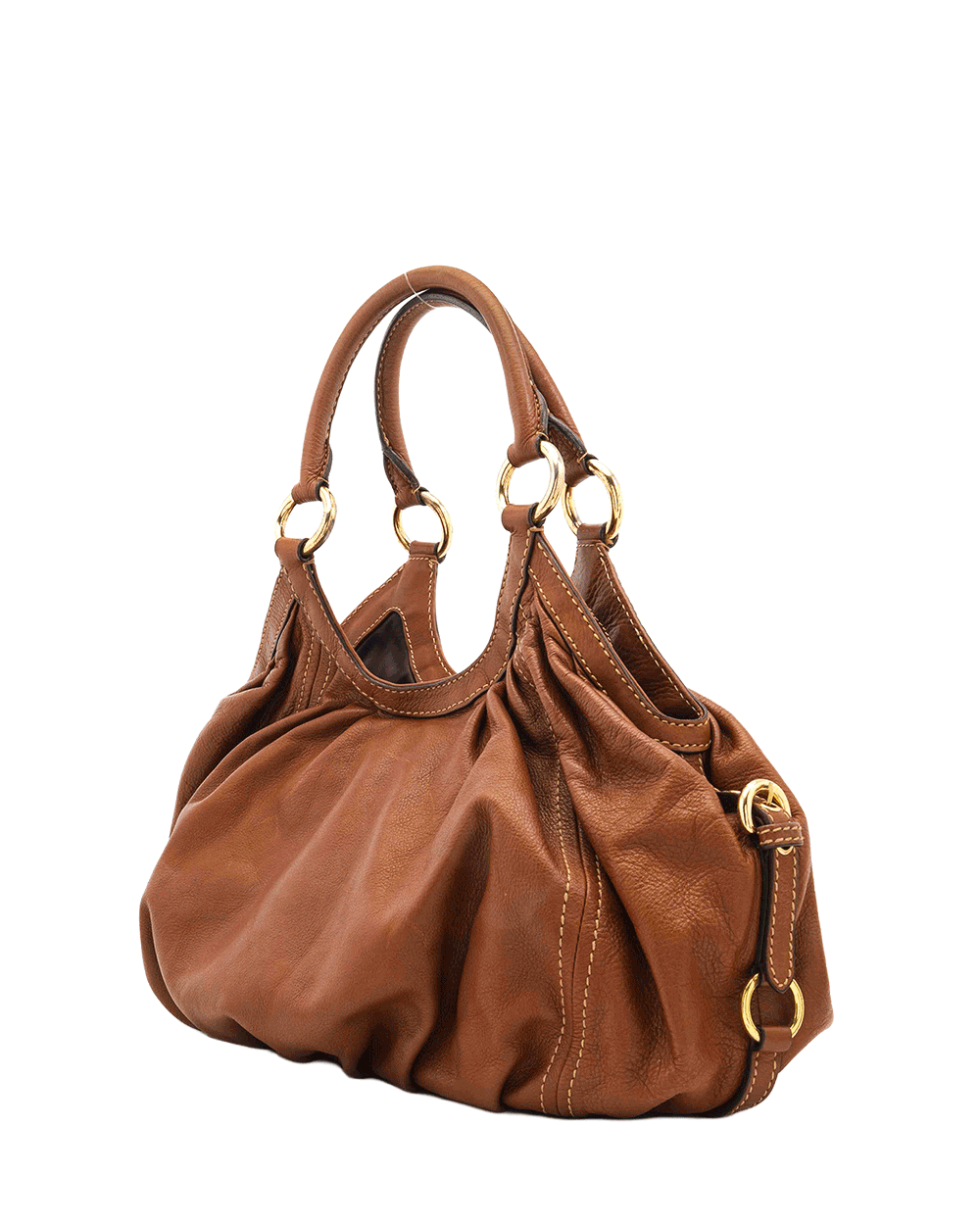 70 MIU MIU HOBO HANDBAG BROWN CALF GHW 0815