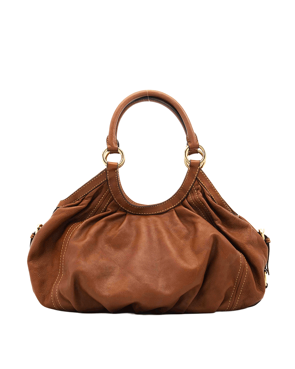 70 MIU MIU HOBO HANDBAG BROWN CALF GHW 0817