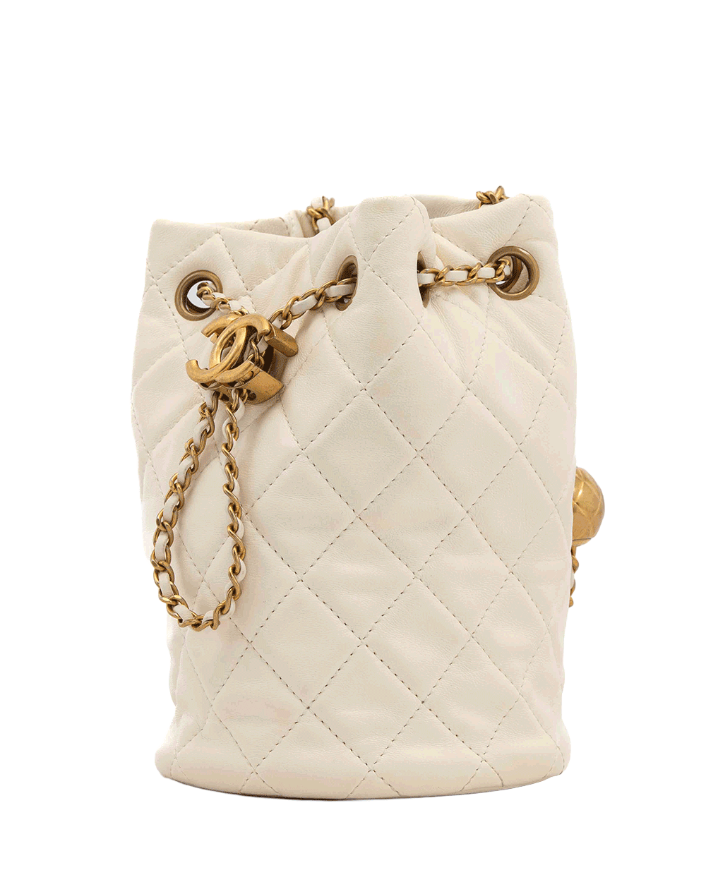 9 CHANEL PEARL CLUSH BUCKET ADJ BALL BAG LAMB GHW T66A51TA 0143