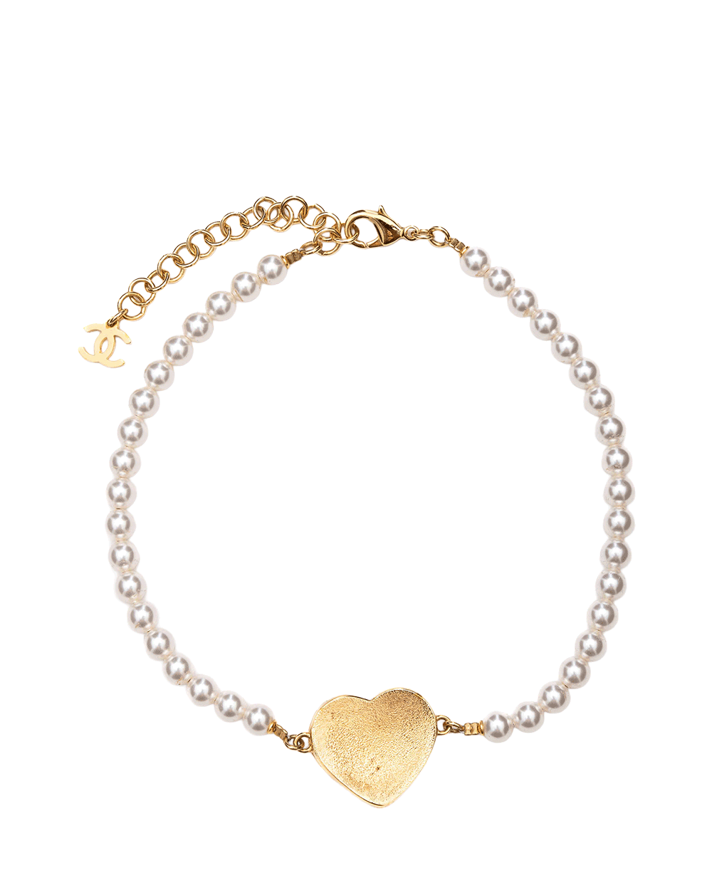 1 CHANEL DENIM HEART NECKLACE BLUE JEAN PEARL GHW 0722