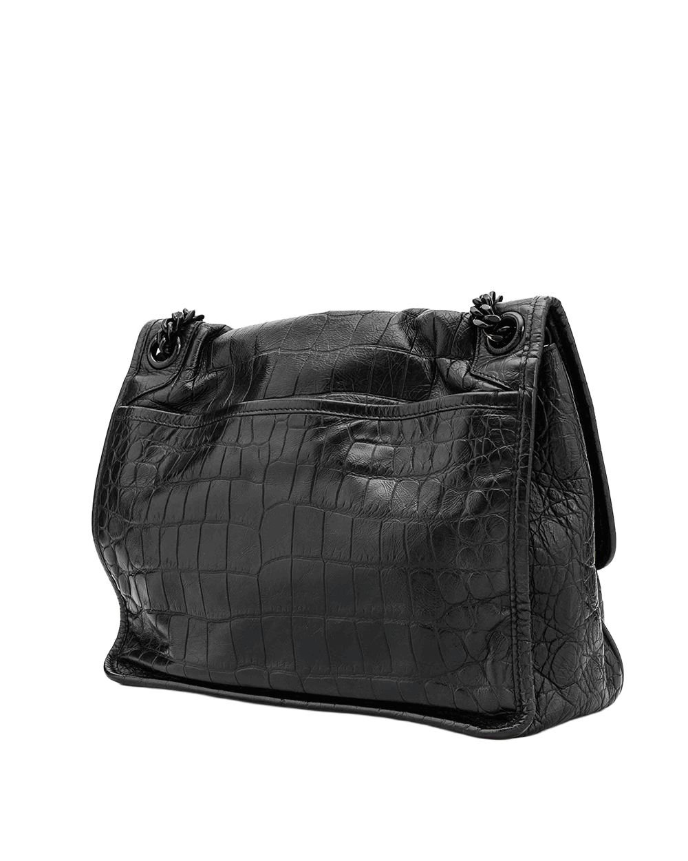 12 YSL NIKI MEDIUM BLACK CROC EMBOSSED BHW GNR 633150 0121 0585