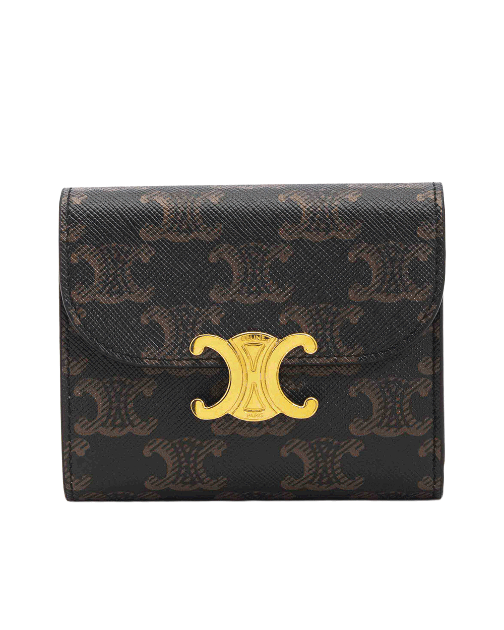 21 NEW CELINE BI FOLD WALLET SHORT BROW TAN CANVAS GHW U DS 1206 0281