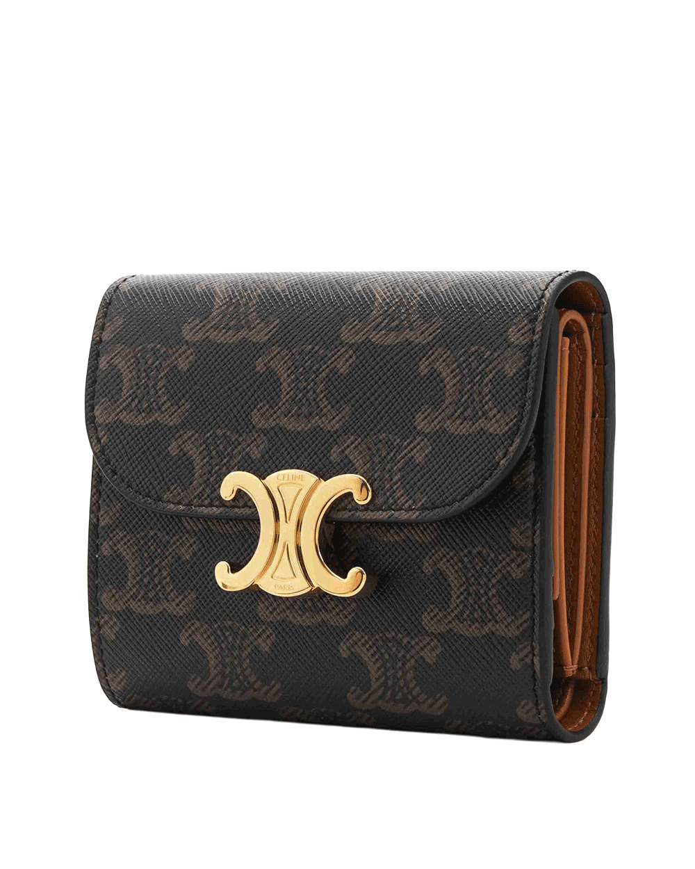 21 NEW CELINE BI FOLD WALLET SHORT BROW TAN CANVAS GHW U DS 1206 0282