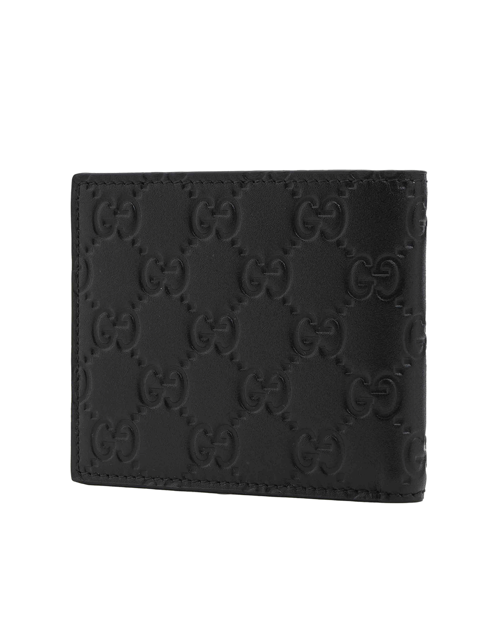 26 NEW GUCCI EMBLEM BI FOLD WALLET SHORT BLACK GG MONOGRAM CALF 850175 0416 0294