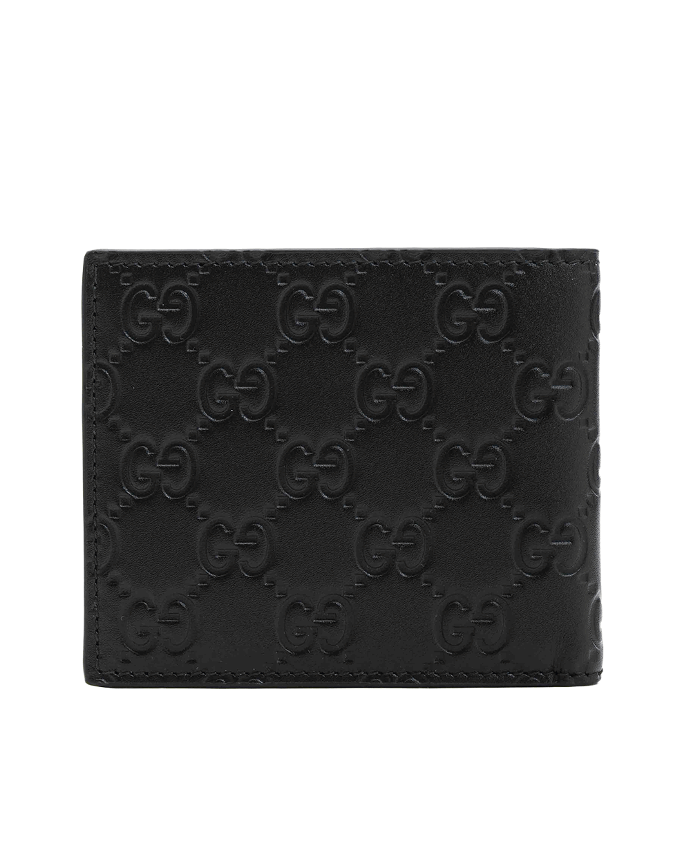 26 NEW GUCCI EMBLEM BI FOLD WALLET SHORT BLACK GG MONOGRAM CALF 850175 0416 0295