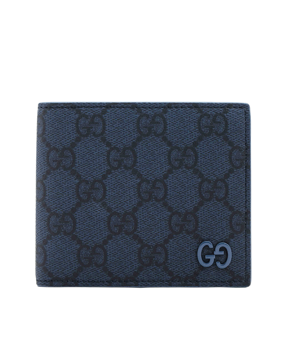 31 NEW GUCCI GG BI FOLD WALLET SHORT BLUE GG MONOGRAM CALF 768243 2067 0301