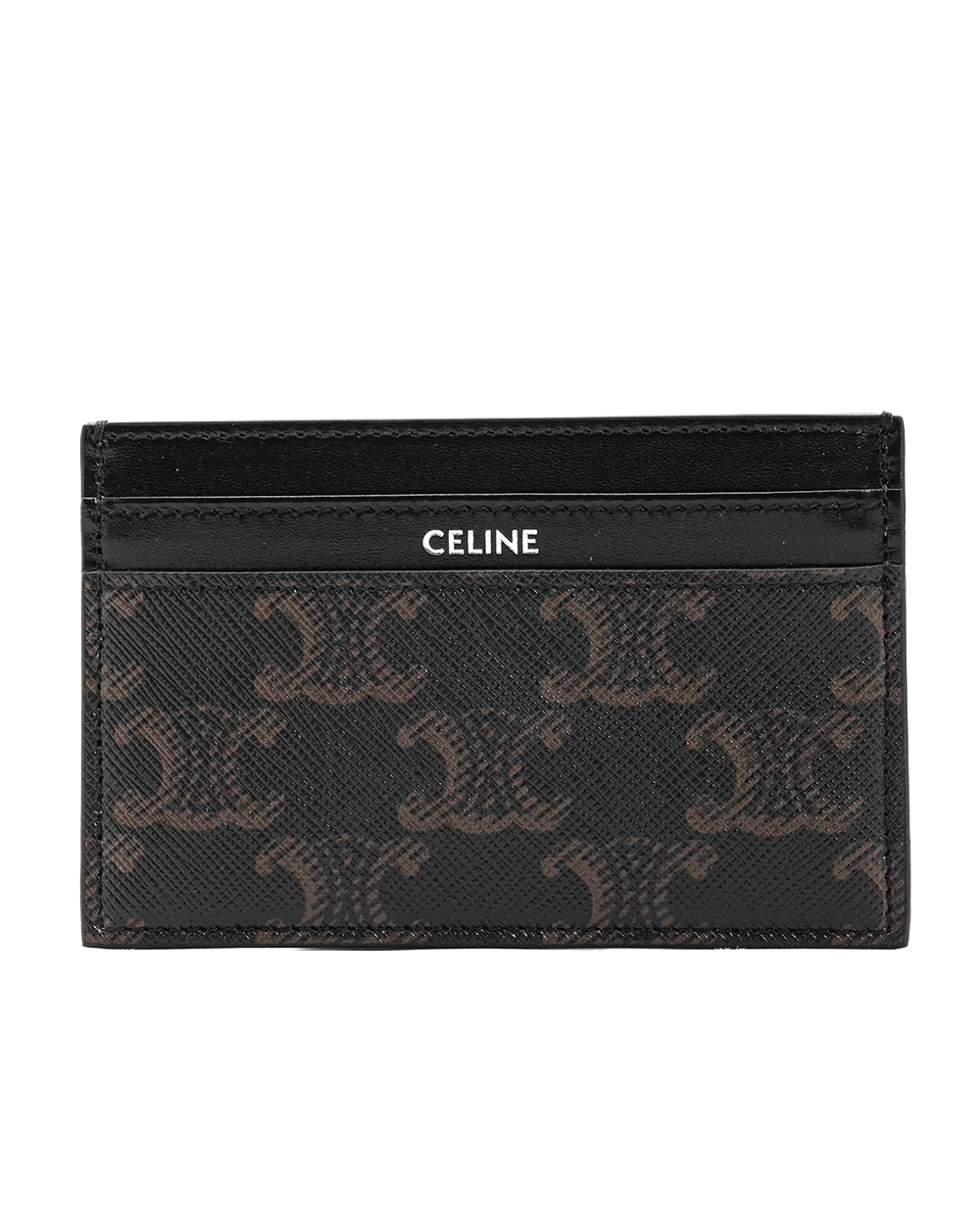 33 NEW CELINE CARD SLOT SHORT BLACK BROWN CANVAS U NE 0296 0378