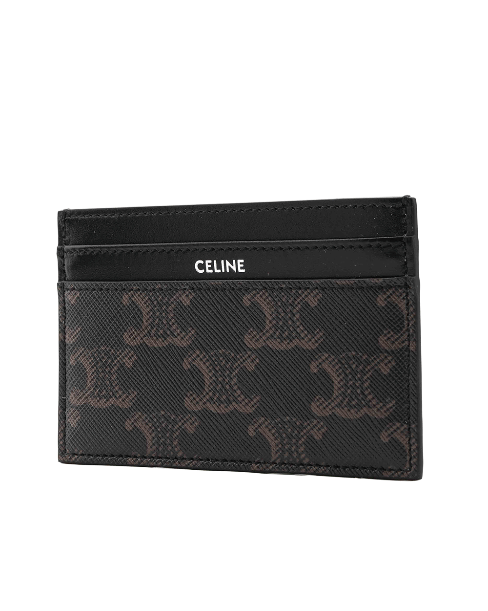 33 NEW CELINE CARD SLOT SHORT BLACK BROWN CANVAS U NE 0296 0379