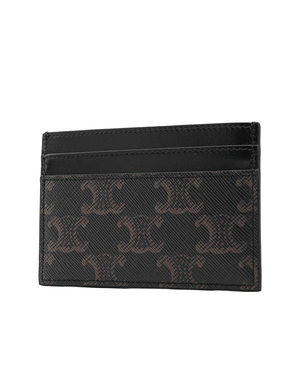 33 NEW CELINE CARD SLOT SHORT BLACK BROWN CANVAS U NE 0296 0380