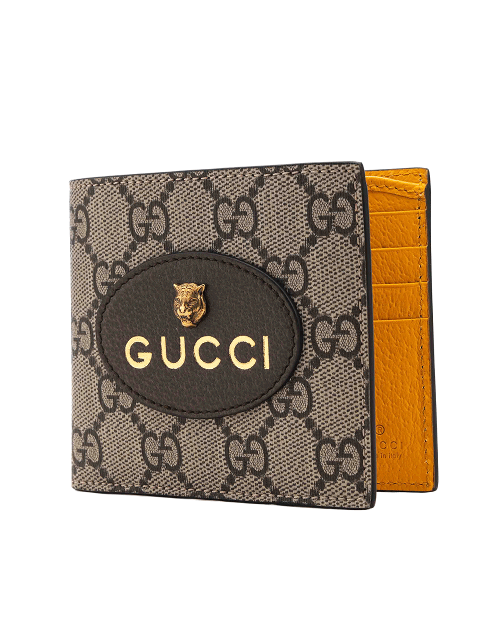36 NEW GUCCI GG NEO VINTAGE TIGER WALLET BROWN YELLOW GG MONOGRAM CANVAS GHW 473954 20191 0240