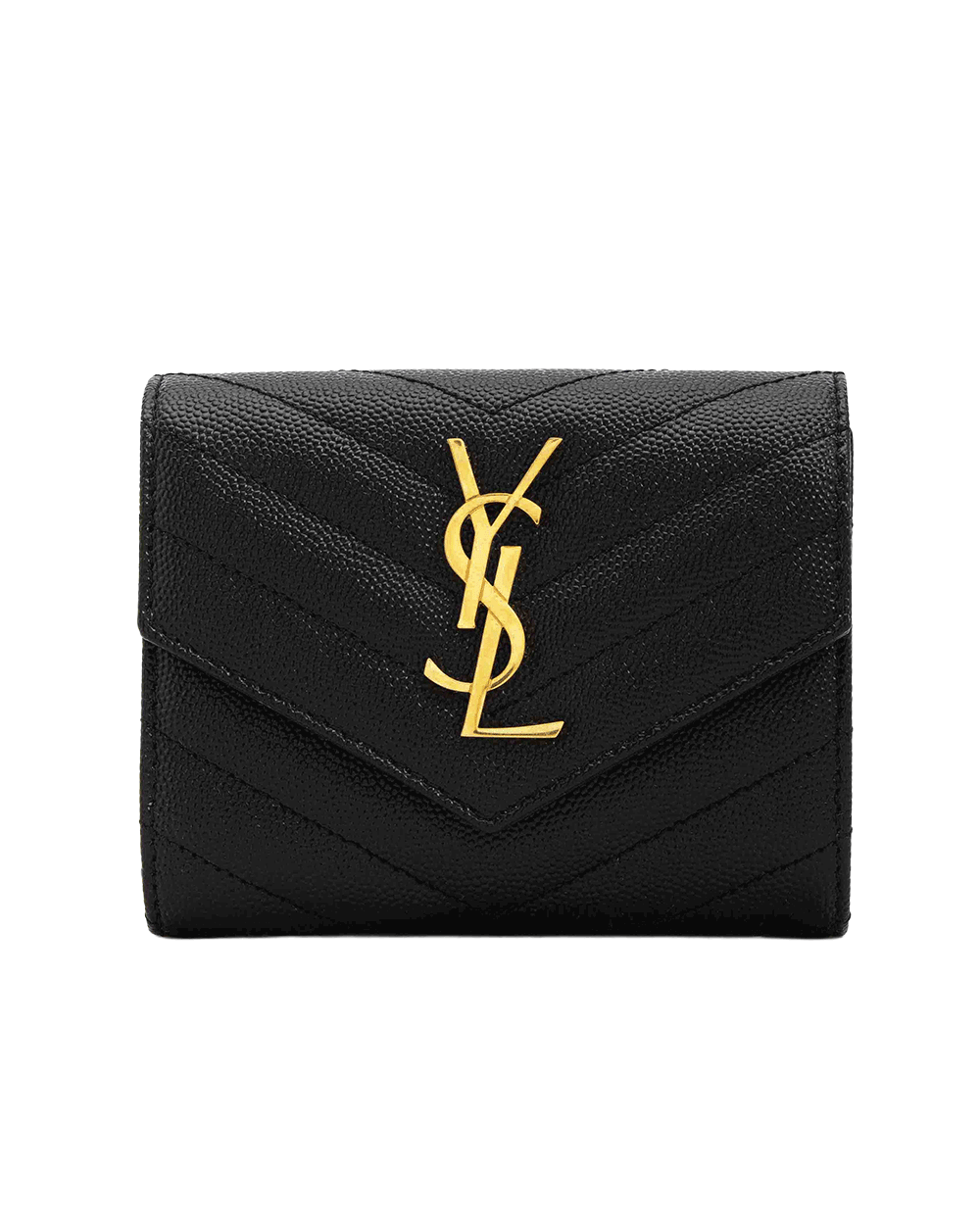 37 NEW YSL CASSANDRE MATELASSÉ COMPACT TRI FOLD SHORT BLACK CALF GHW LNN 403943 1025 0320