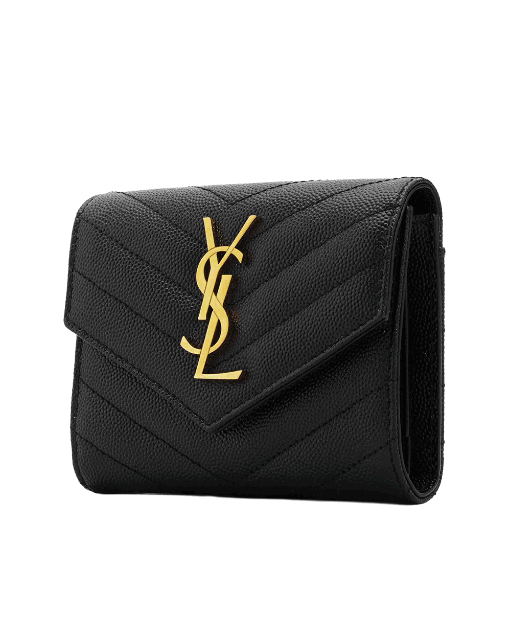 37 NEW YSL CASSANDRE MATELASSÉ COMPACT TRI FOLD SHORT BLACK CALF GHW LNN 403943 1025 0321