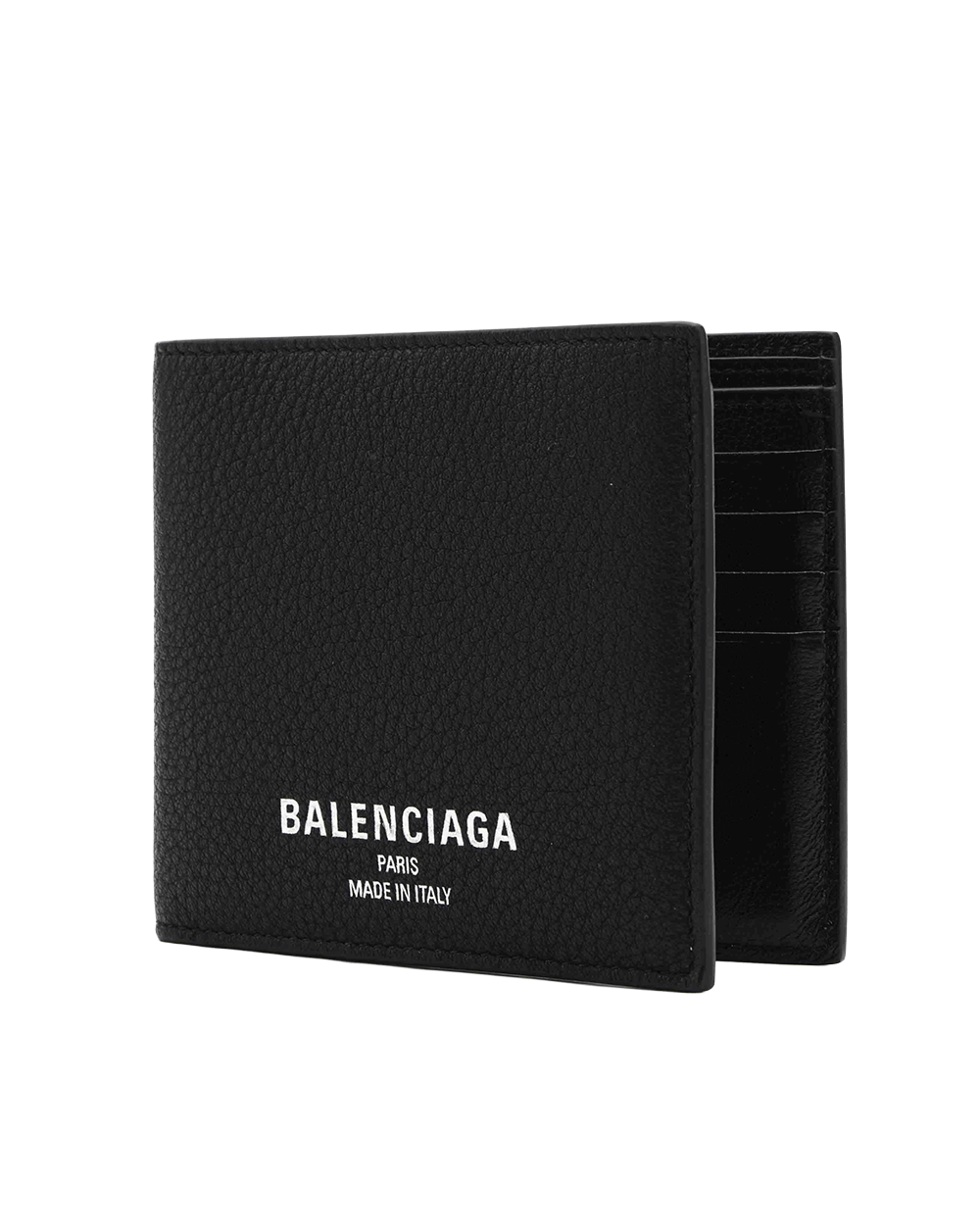 38 NEW BALENCIAGA LOGO BI FOLD WALLET SHORT BLACK 8 CARD CALF 806642 1000 I17 6231 0350