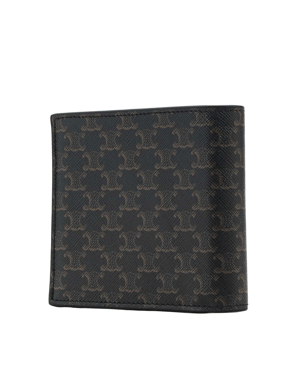 43 NEW CELINE BI FOLD 8 CARD WALLET SHORT BLACK BROWN CANVAS F IE 1216 0313