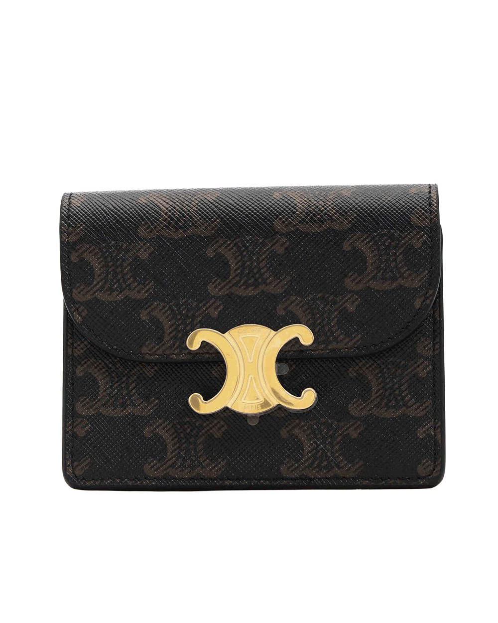 44 NEW CELINE TRIOMPHE BUSINESS CARD HOLDER SHORT BROWN TAN CANVAS GHW F DS 1206 0330