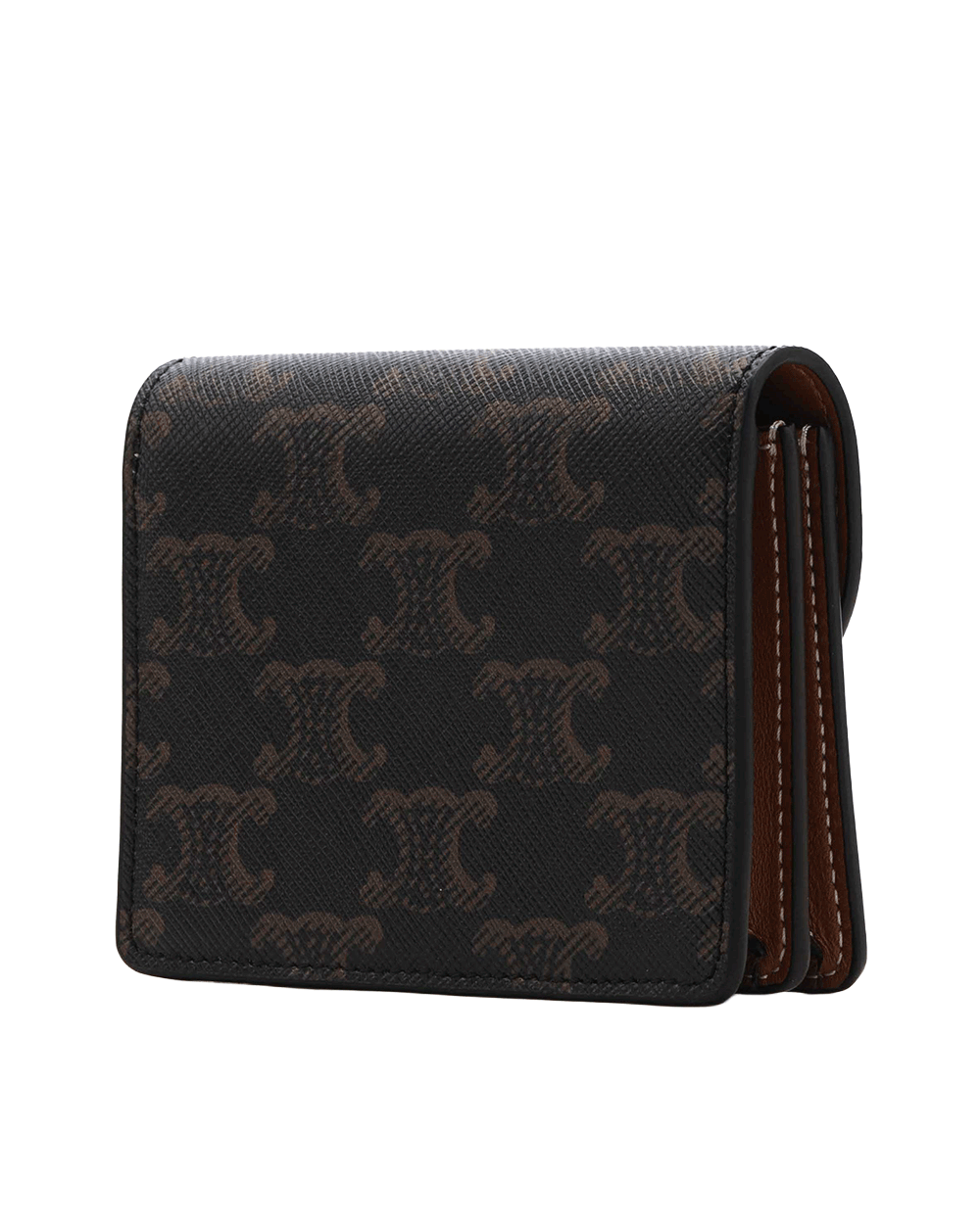 44 NEW CELINE TRIOMPHE BUSINESS CARD HOLDER SHORT BROWN TAN CANVAS GHW F DS 1206 0332