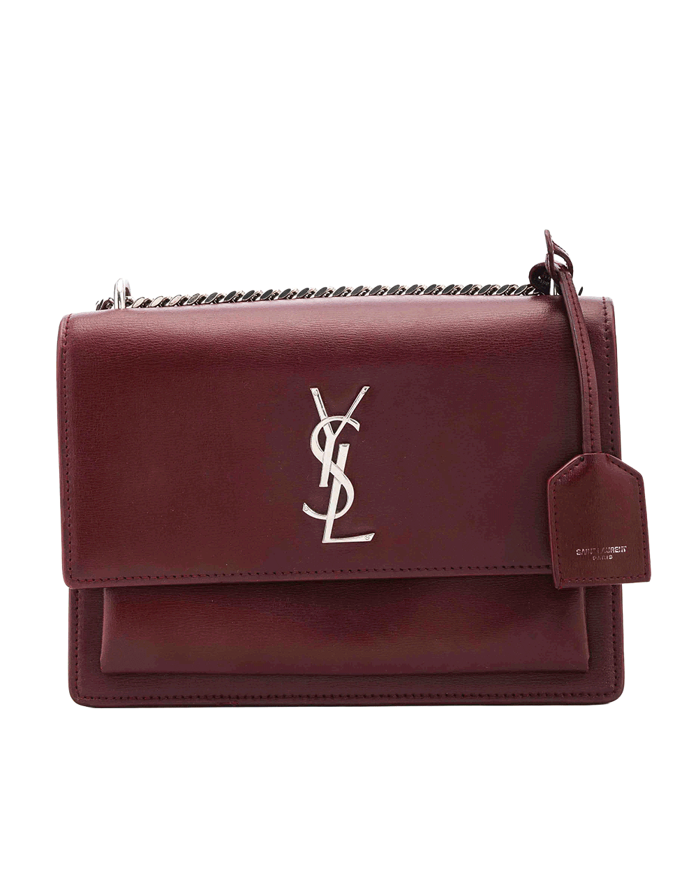 50 YSL SUN SET MEDIUM RED BURGUNDY CALF SHW PLB 442906 1117 0112