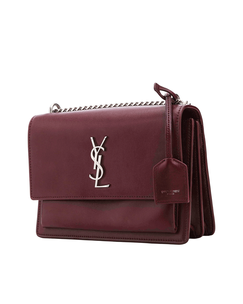 50 YSL SUN SET MEDIUM RED BURGUNDY CALF SHW PLB 442906 1117 0113