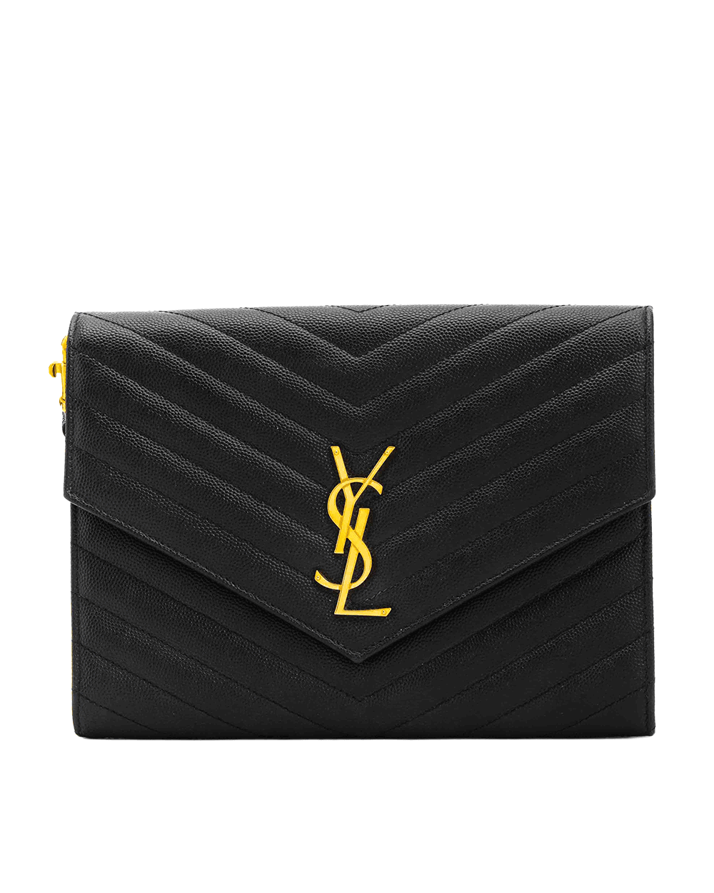 53 YSL CLUTCH BLACK CHEVRON GHW MRT 617662 1221 0132