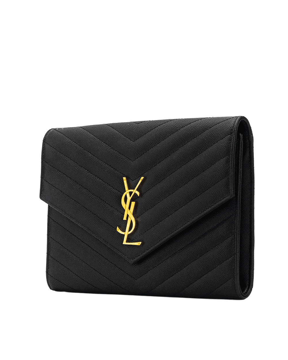 53 YSL CLUTCH BLACK CHEVRON GHW MRT 617662 1221 0133