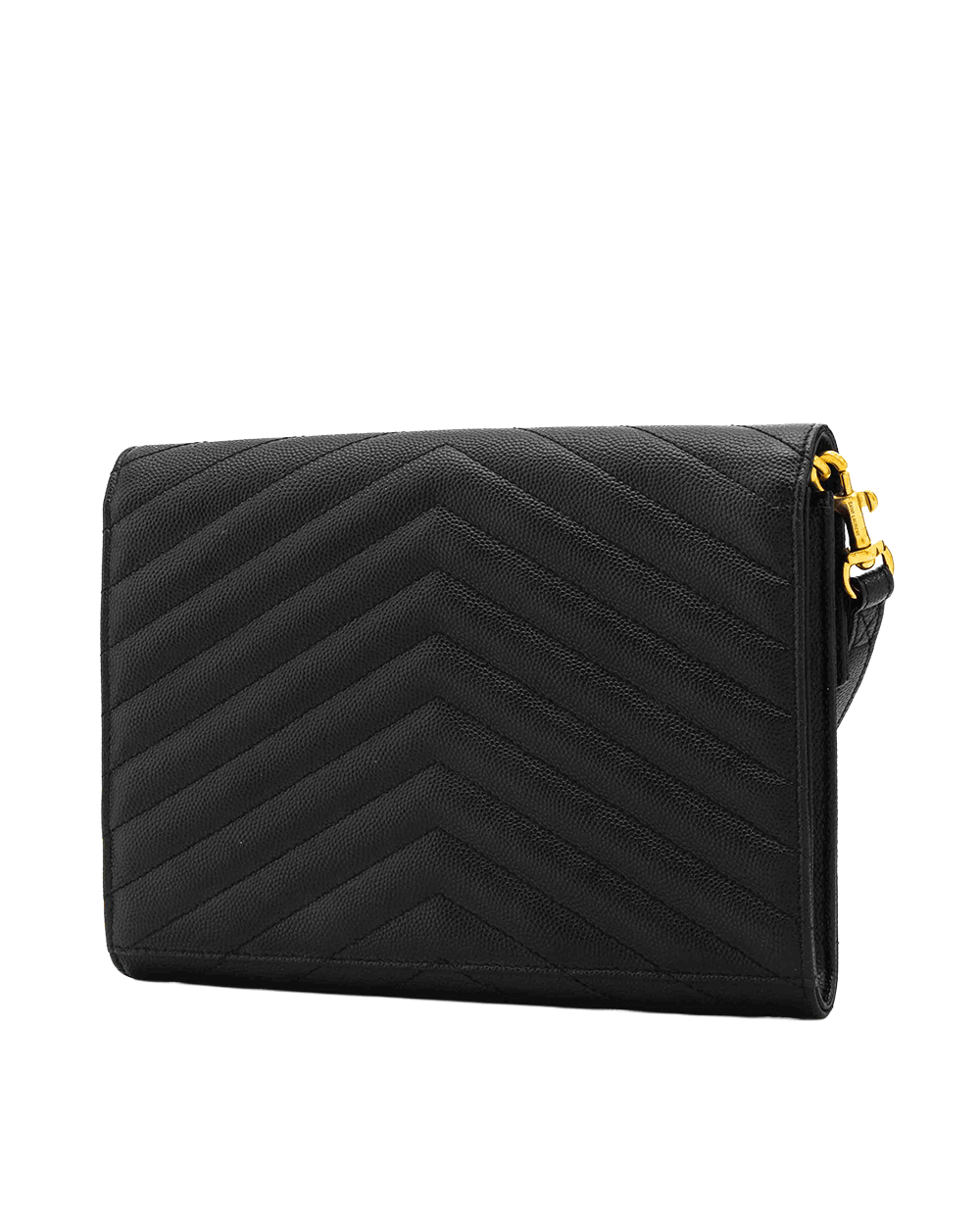 53 YSL CLUTCH BLACK CHEVRON GHW MRT 617662 1221 0134