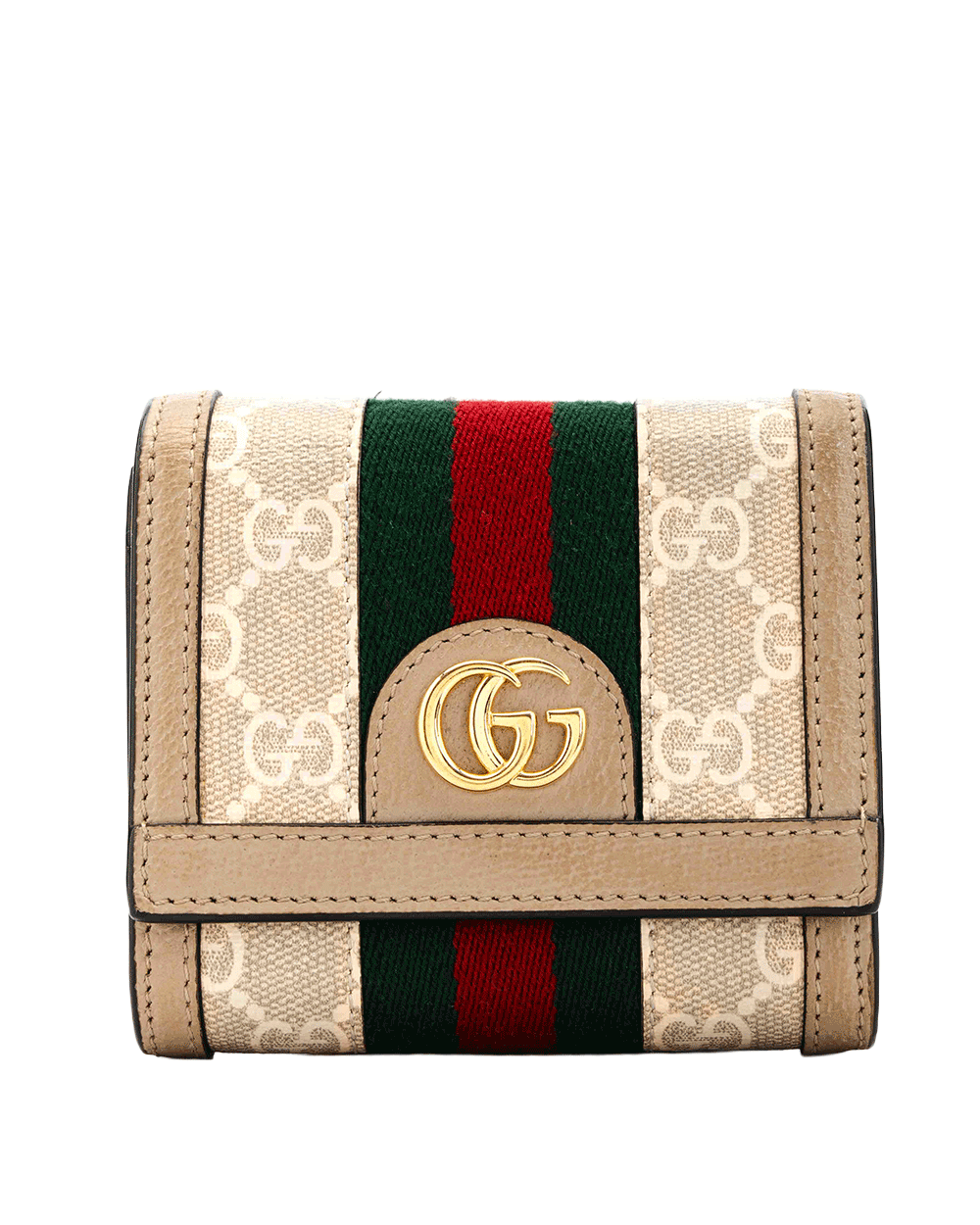 9 GUCCI OPHAIDIA BI FOLD WALLET SHORT BEIGE GG MONOGRAM CANVAS GHW 598662 2184 0648
