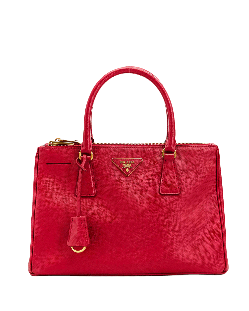 11 PRADA GALLERIA SMALL RED SAFFIANO 2 ZIP GHW 0219