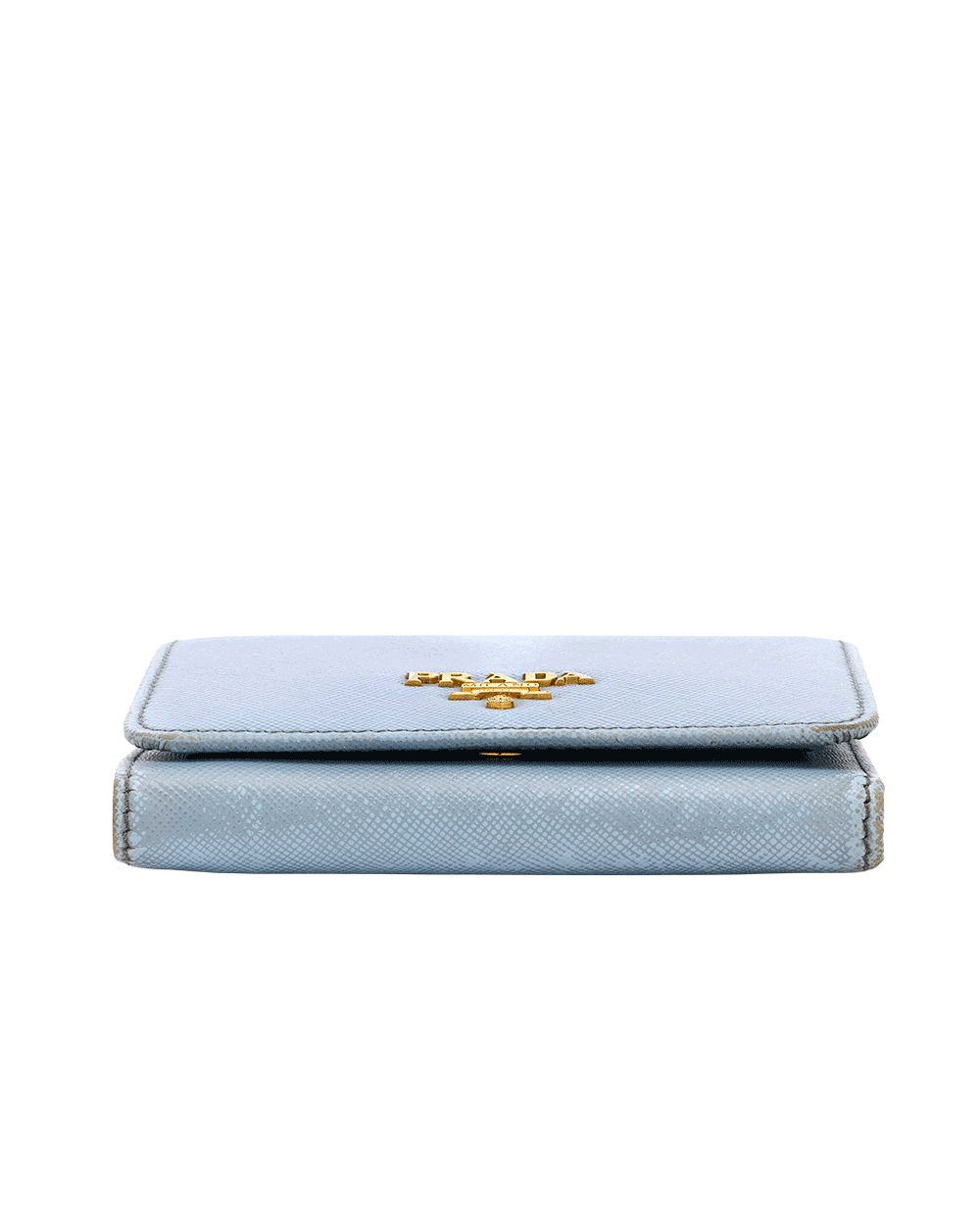 13 PRADA TRI FOLD WALLET SHORT BLUE SAFFIANO GHW 0240