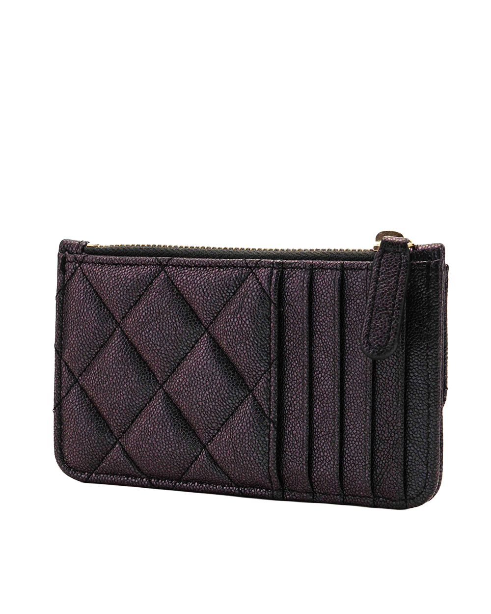 2 CHANEL CLASSIC CARD ZIPPED MEDIUM BLACK MATTALIC CAVIAR GHW 27940601 0148
