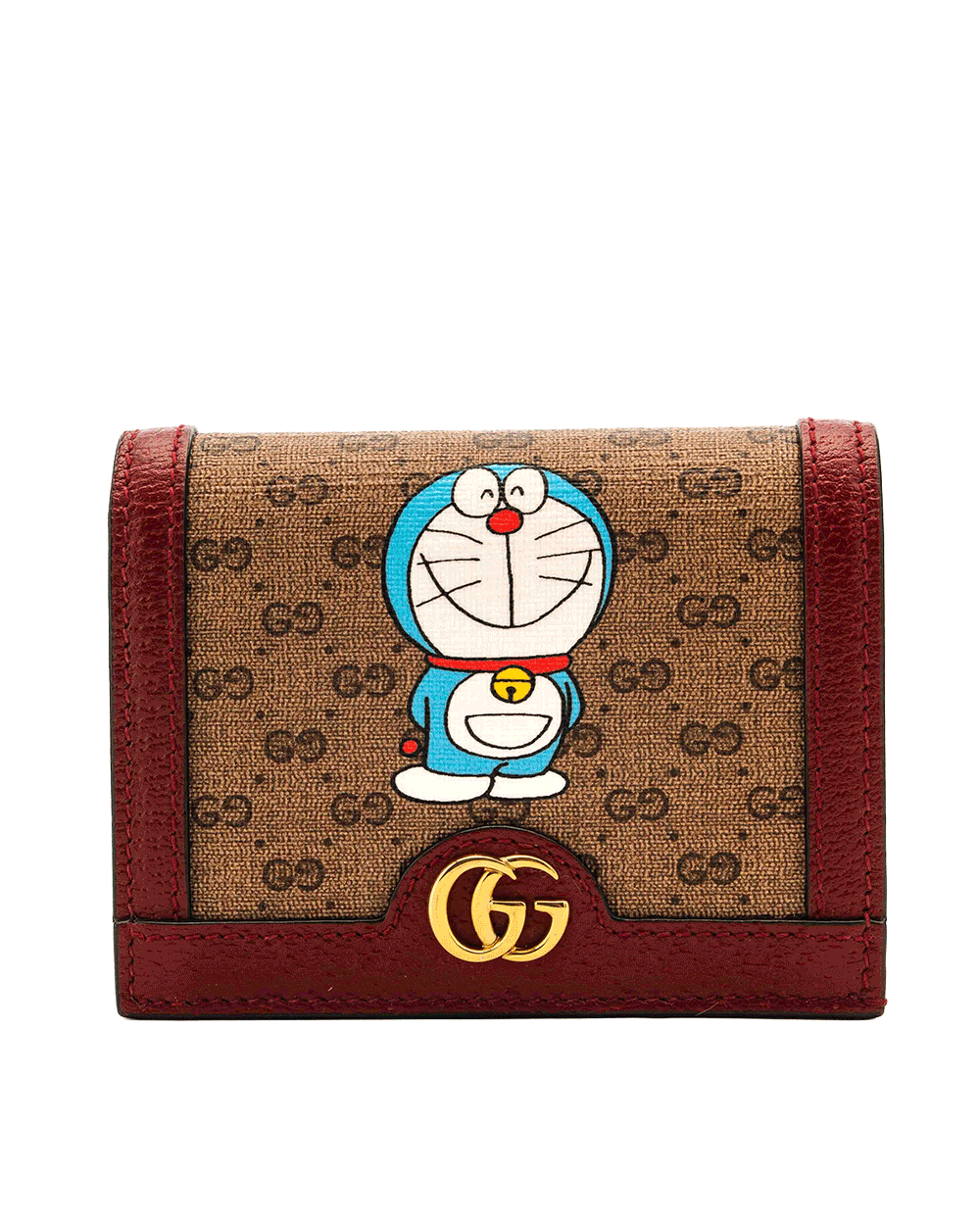 28 GUCCIxDOREAMON BI FOLD WALLET SHORT RED GG MONOGRAM CANVAS GHW 647788 0416 0137