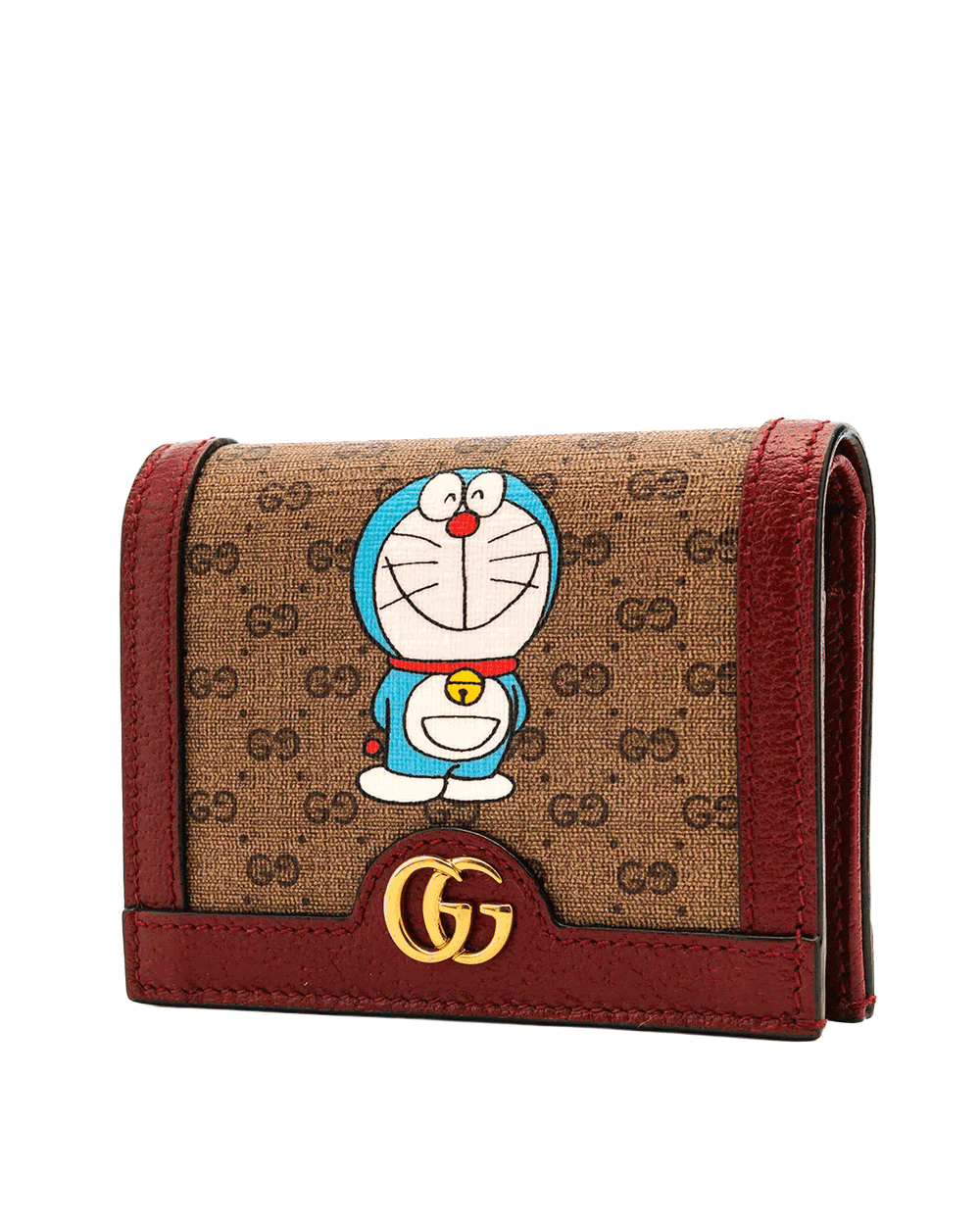 28 GUCCIxDOREAMON BI FOLD WALLET SHORT RED GG MONOGRAM CANVAS GHW 647788 0416 0138