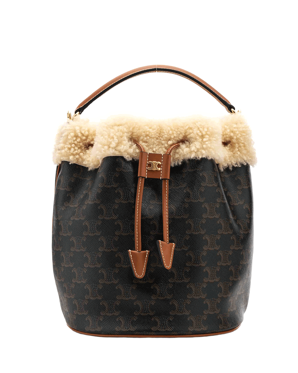 32 CELINE BUCKET CLARA BROWN TAN CANVAS GHW W GA 3214 0026