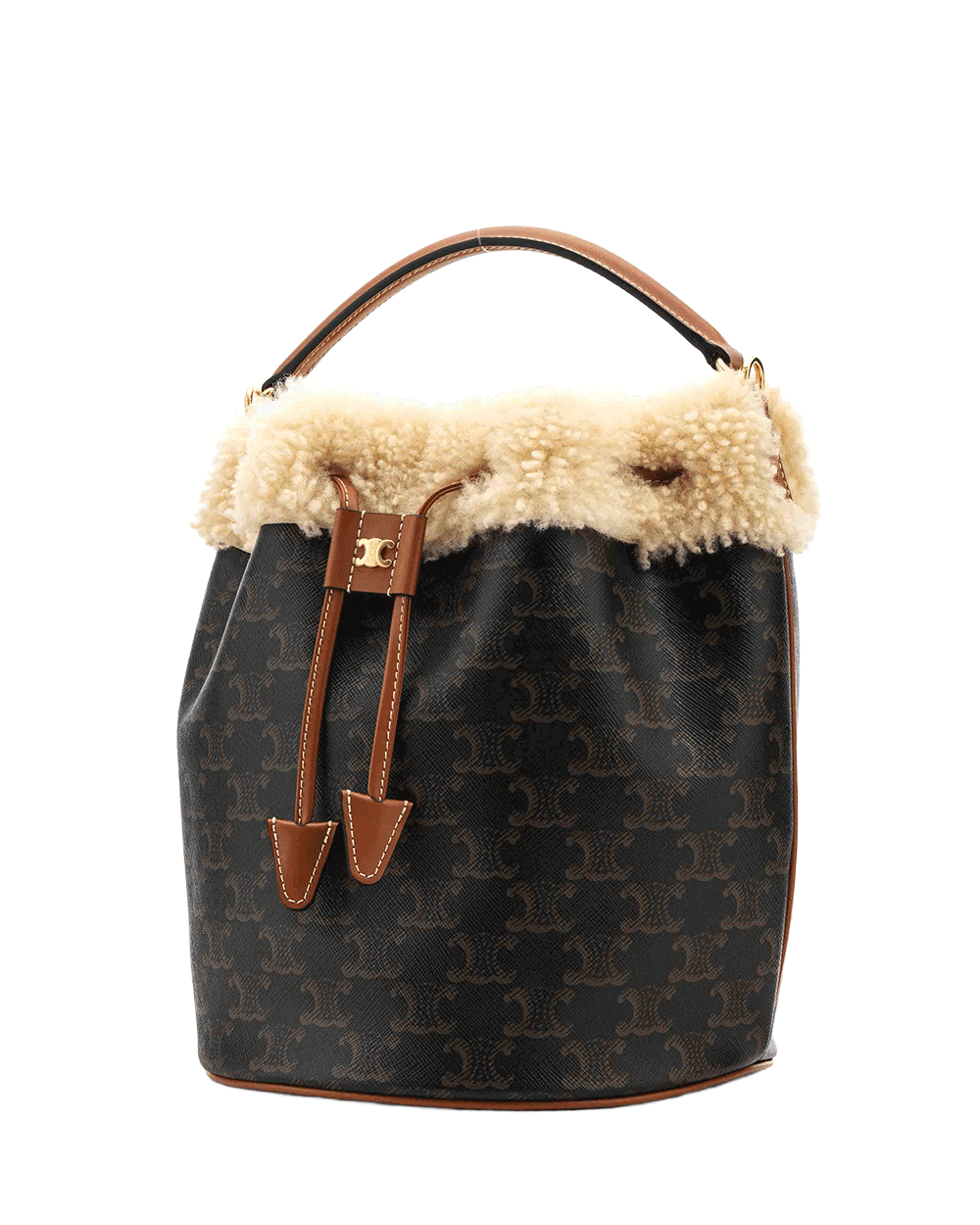 32 CELINE BUCKET CLARA BROWN TAN CANVAS GHW W GA 3214 0027