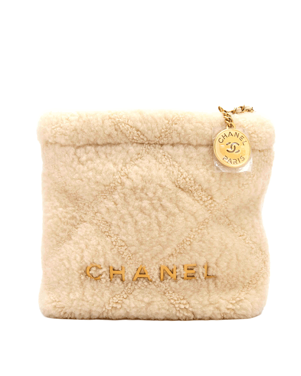 34 CHANEL TOTE 22 MINI WHITE SHEARLING GHW NCUU6E3C 8500137