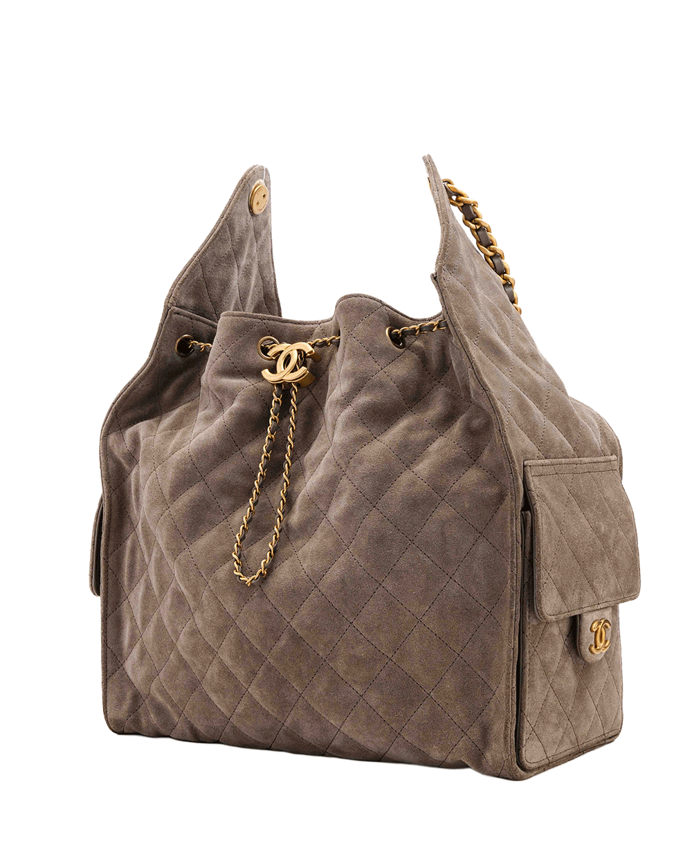 37 CHANEL 25 HANDBAG LARGE GREY SUEDE GHW GE5K473J 8500203