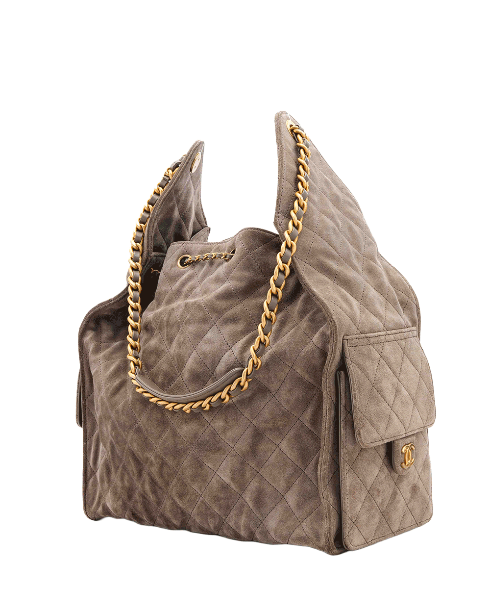 37 CHANEL 25 HANDBAG LARGE GREY SUEDE GHW GE5K473J 8500204