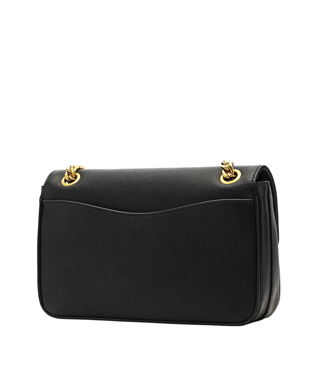 5 PRADA FLAP SHOULDER BAG BLACK SAFFIANO GHW 0093